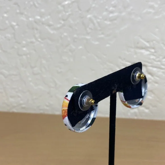 Elegant Polka Dot Button Earrings - Picture 5 of 5